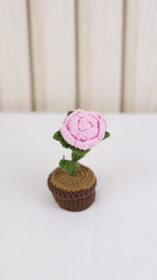 Rosa Mini Decorativa Tejida